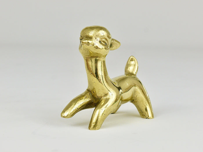 Walter Bosse Midcentury Deer Fawn Brass Figurine, Herta Baller, Austria, 1950s
