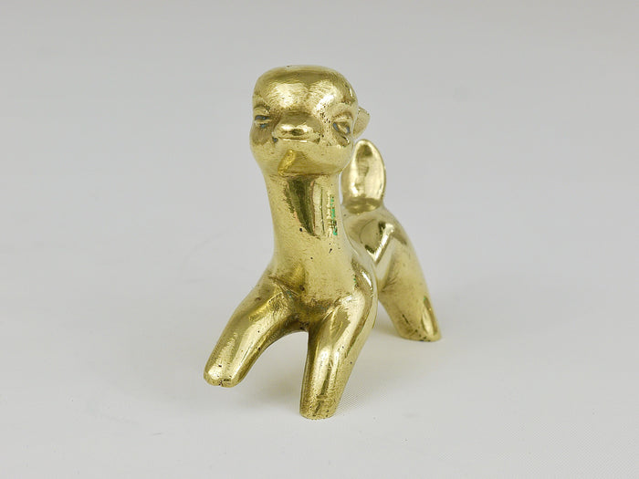 Walter Bosse Midcentury Deer Fawn Brass Figurine, Herta Baller, Austria, 1950s