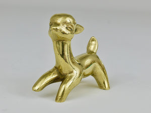 Figurine de faon en laiton Walter Bosse Mid-Century, Herta Baller, Autriche, années 1950