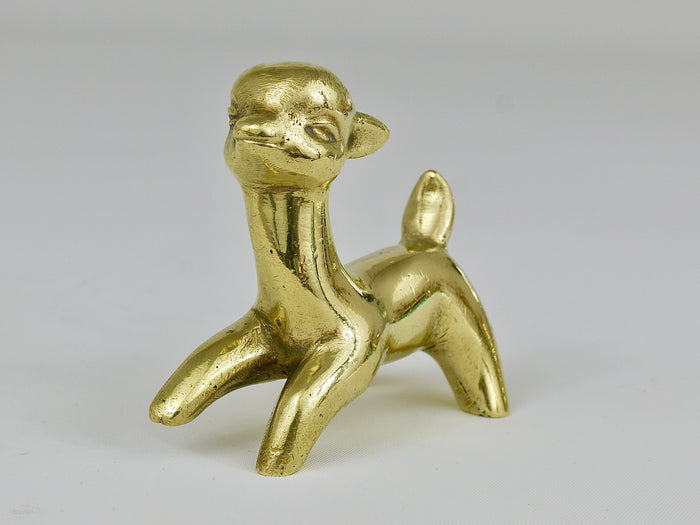 Walter Bosse Midcentury Deer Fawn Brass Figurine, Herta Baller, Austria, 1950s