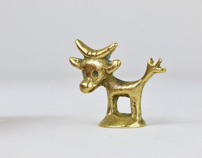 Walter Bosse Midcentury Cow Brass Figurine, Herta Baller, Austria, 1950s