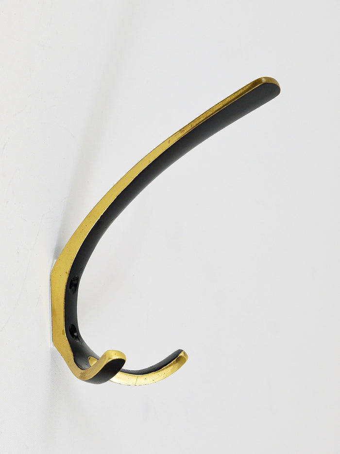 Up to 6 Midcentury Brass Double Wall Hooks by Herta Baller, Austria, 1950s