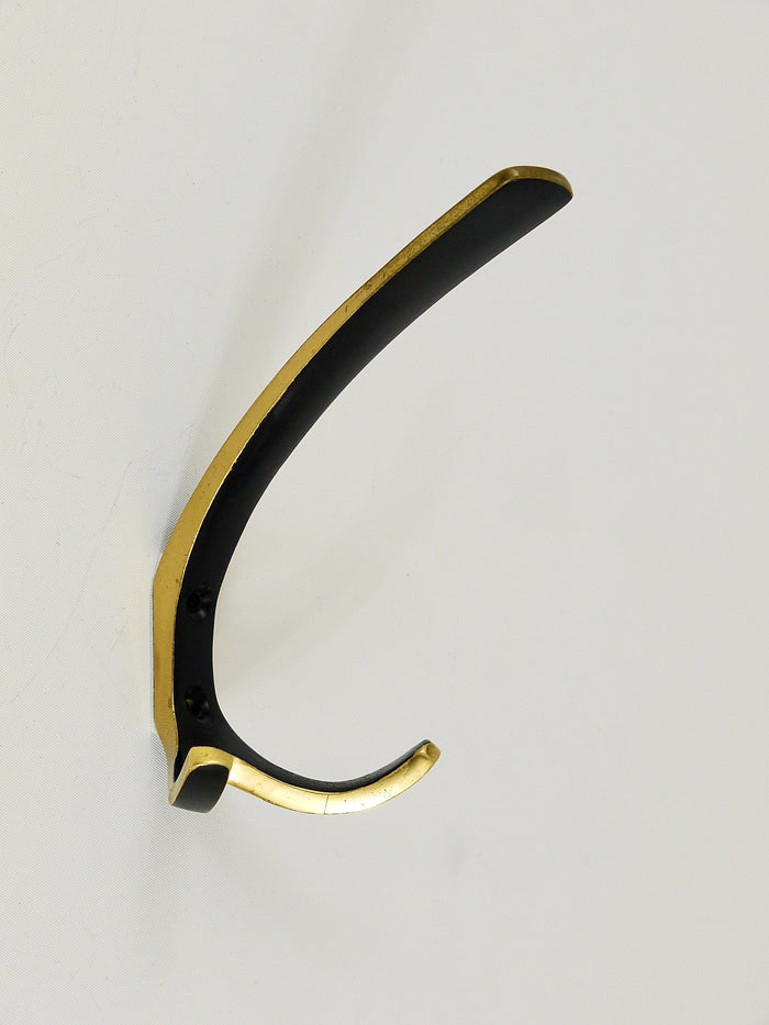 Up to 6 Midcentury Brass Double Wall Hooks by Herta Baller, Austria, 1950s