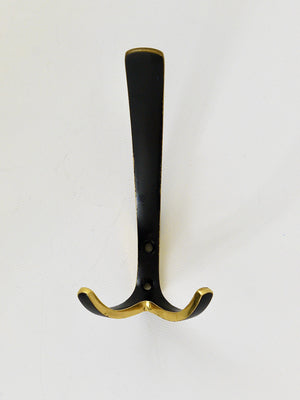 Up to 6 Midcentury Brass Double Wall Hooks by Herta Baller, Austria, 1950s