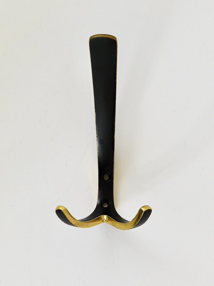 Up to 6 Midcentury Brass Double Wall Hooks by Herta Baller, Austria, 1950s