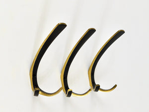 Up to 6 Midcentury Brass Double Wall Hooks by Herta Baller, Austria, 1950s