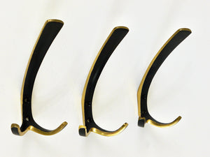 Up to 6 Midcentury Brass Double Wall Hooks by Herta Baller, Austria, 1950s