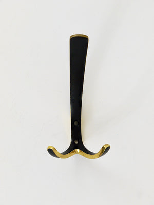 Up to 6 Midcentury Brass Double Wall Hooks by Herta Baller, Austria, 1950s