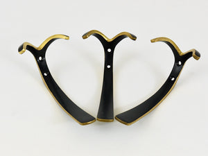 Up to 6 Midcentury Brass Double Wall Hooks by Herta Baller, Austria, 1950s