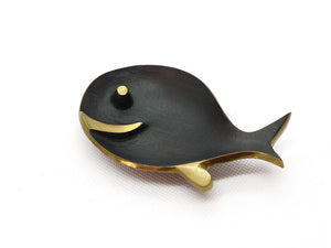 Walter Bosse Fish Midcentury Brass Bowl or Ashtray, Herta Baller, 1950s