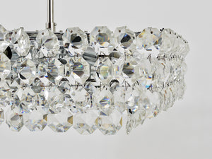 Grand lustre carré Bakalowits avec cristaux en forme de diamant, Autriche, années 1950