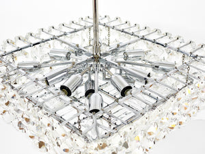 Grand lustre carré Bakalowits avec cristaux en forme de diamant, Autriche, années 1950