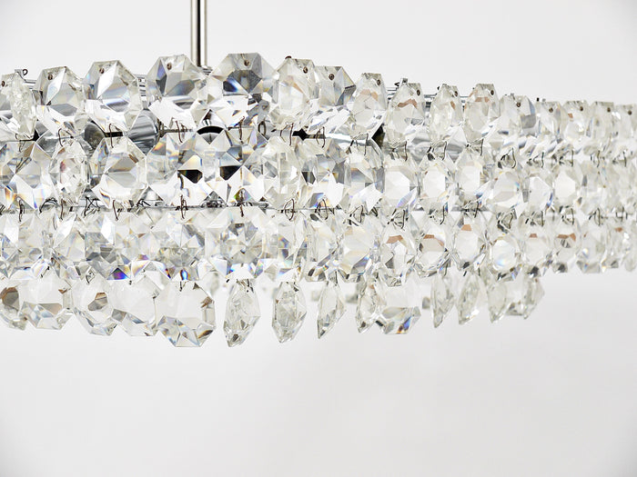 Large Square Bakalowits Chandelier with Diamond-Shaped Crystals, Austria, 1950s
