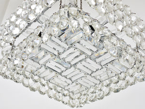 Grand lustre carré Bakalowits avec cristaux en forme de diamant, Autriche, années 1950