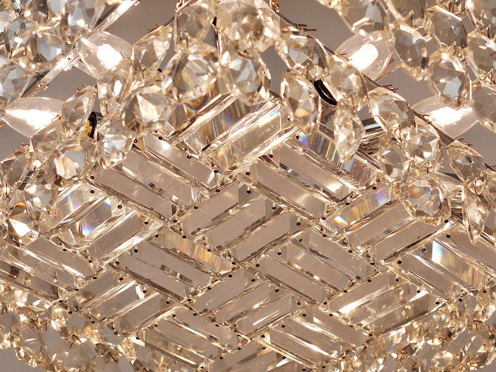 Large Square Bakalowits Chandelier with Diamond-Shaped Crystals, Austria, 1950s