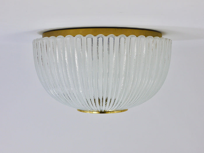 Large Limburg Striped Glass & Brass Flushmount Ceiling Light, Germany, 1970s