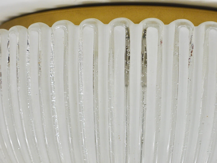 Large Limburg Striped Glass & Brass Flushmount Ceiling Light, Germany, 1970s