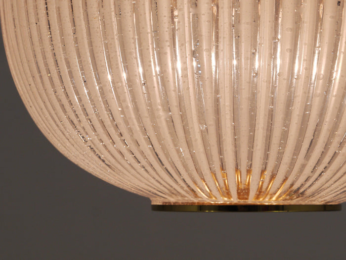 Large Limburg Striped Glass & Brass Flushmount Ceiling Light, Germany, 1970s