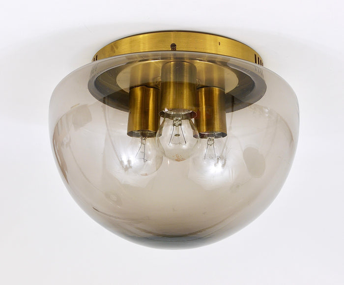 Peill & Putzler Midcentury Glass Globe Flushmount Ceiling Lamp, Germany, 1970s