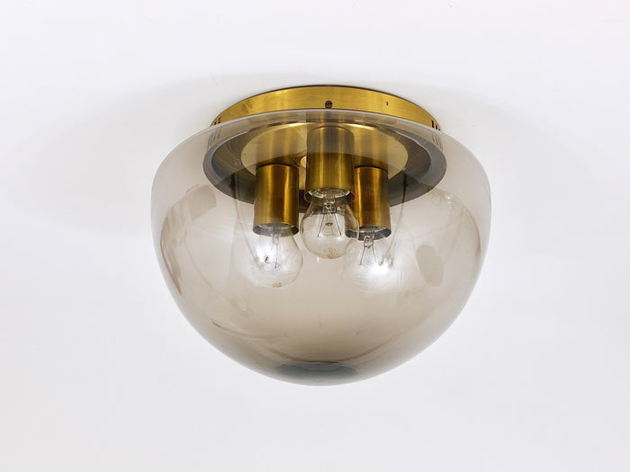 Peill & Putzler Midcentury Glass Globe Flushmount Ceiling Lamp, Germany, 1970s