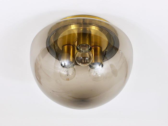 Peill & Putzler Midcentury Glass Globe Flushmount Ceiling Lamp, Germany, 1970s