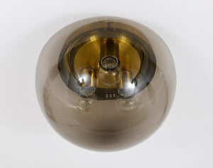 Plafonnier globe en verre Mid-Century par Peill & Putzler, Allemagne, années 1970