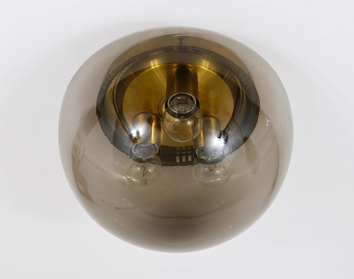 Peill & Putzler Midcentury Glass Globe Flushmount Ceiling Lamp, Germany, 1970s