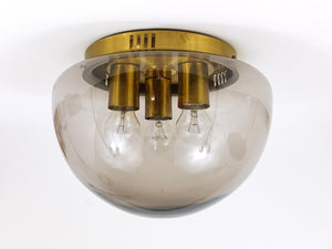 Plafonnier globe en verre Mid-Century par Peill & Putzler, Allemagne, années 1970