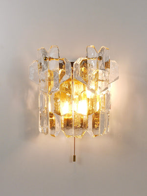 Grande applique Palazzo J. T. Kalmar Mid-Century en laiton doré, 6 verres de cristal Icicle