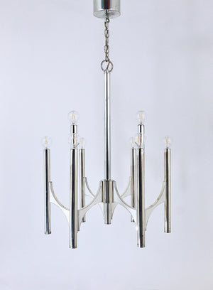 Gaetano Sciolari Sirius Silver Plated Mid-Century Chandelier, Lightolier, Italy