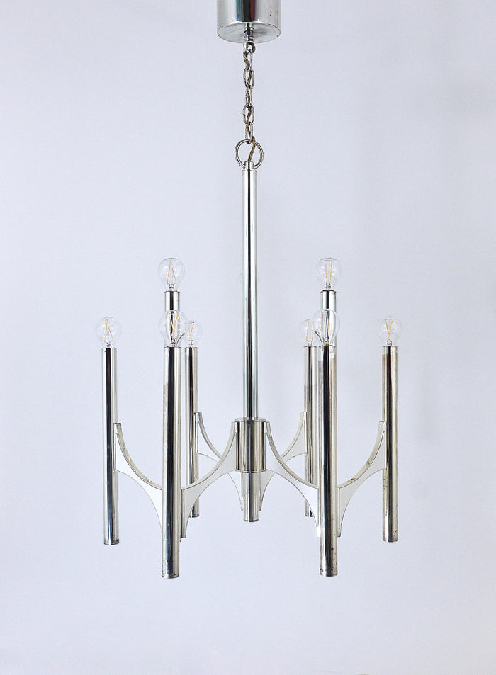 Gaetano Sciolari Sirius Silver Plated Mid-Century Chandelier, Lightolier, Italy