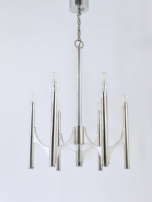 Gaetano Sciolari Sirius Silver Plated Mid-Century Chandelier, Lightolier, Italy