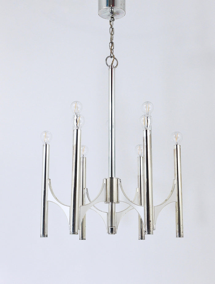 Gaetano Sciolari Sirius Silver Plated Mid-Century Chandelier, Lightolier, Italy