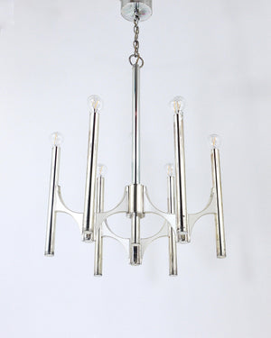 Gaetano Sciolari Sirius Silver Plated Mid-Century Chandelier, Lightolier, Italy