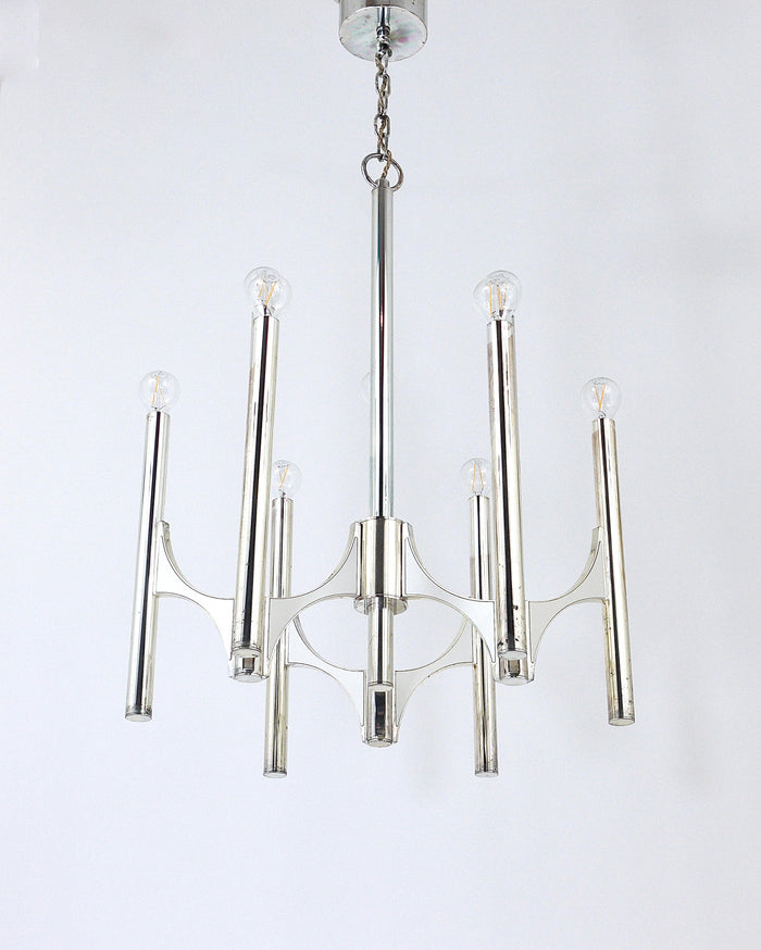 Gaetano Sciolari Sirius Silver Plated Mid-Century Chandelier, Lightolier, Italy