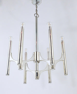 Gaetano Sciolari Sirius Silver Plated Mid-Century Chandelier, Lightolier, Italy