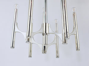 Gaetano Sciolari Sirius Silver Plated Mid-Century Chandelier, Lightolier, Italy