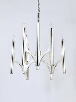 Gaetano Sciolari Sirius Silver Plated Mid-Century Chandelier, Lightolier, Italy