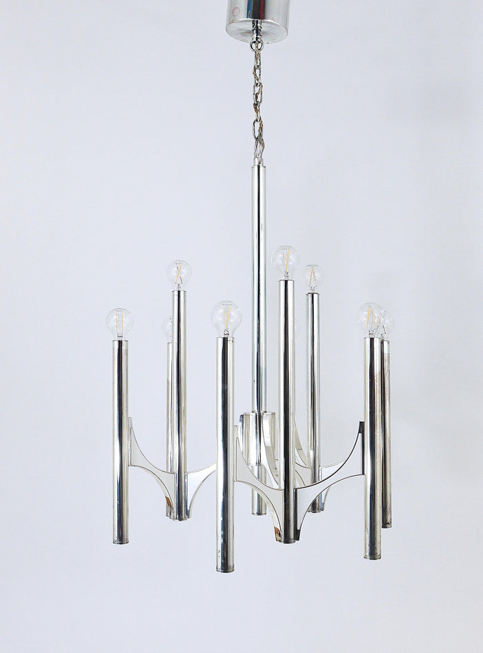 Gaetano Sciolari Sirius Silver Plated Mid-Century Chandelier, Lightolier, Italy