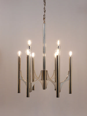 Gaetano Sciolari Sirius Silver Plated Mid-Century Chandelier, Lightolier, Italy