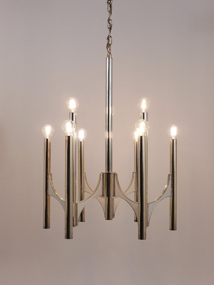 Gaetano Sciolari Sirius Silver Plated Mid-Century Chandelier, Lightolier, Italy