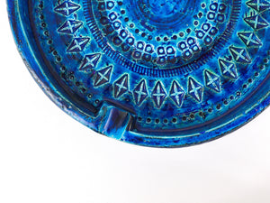 Aldo Londi Bitossi Very Large Round Rimini Blue Glazed Midcentury Ashtray, 1950s