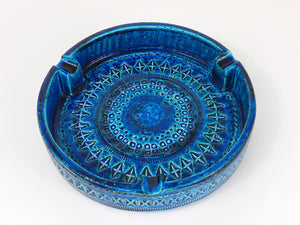 Aldo Londi Bitossi Very Large Round Rimini Blue Glazed Midcentury Ashtray, 1950s