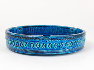 Aldo Londi Bitossi Very Large Round Rimini Blue Glazed Midcentury Ashtray, 1950s
