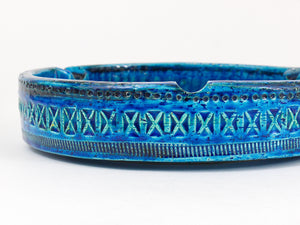 Aldo Londi Bitossi Very Large Round Rimini Blue Glazed Midcentury Ashtray, 1950s