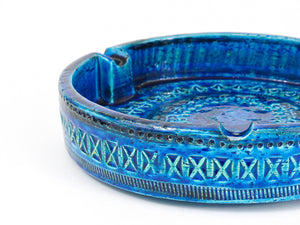 Aldo Londi Bitossi Very Large Round Rimini Blue Glazed Midcentury Ashtray, 1950s