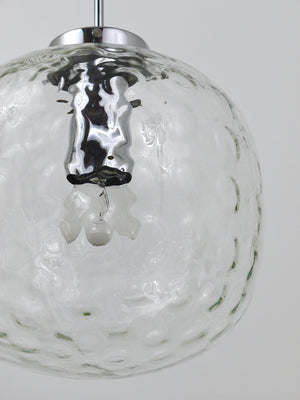 Grande lampada a sospensione a globo Limburg in vetro ghiaccio e