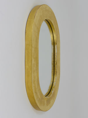 Carl Aubock Gold-Plated Midcentury Minimalist Wall Mirror, Vienna, Austria, 1960