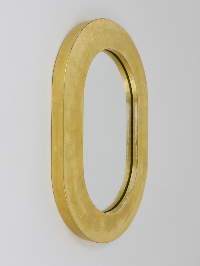 Carl Aubock Gold-Plated Midcentury Minimalist Wall Mirror, Vienna, Austria, 1960