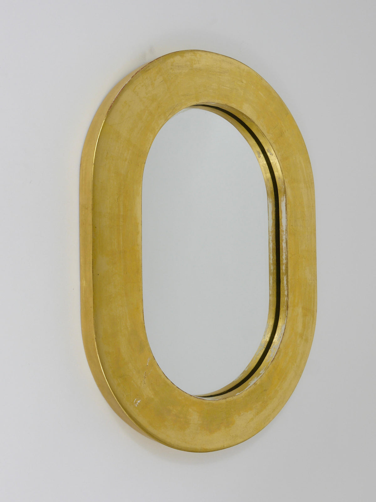 Miroir mural minimaliste Mid-Century plaqué or Carl Aubock, Vienne, Autriche, 1960